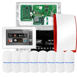 Sada alarmu SATEL INTEGRA 32, 8x čidlo, signalizátor, bílý ovladač INT-TSI-W, komunikace LTE