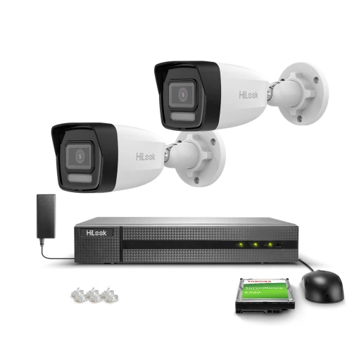 Sada pro monitorování 2x IPCAM-B2-30DL Full HD, PoE, Hybrid Light 20/30m MD 2.0 Hilook Hikvision