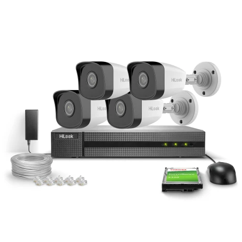 Sada pro monitorování 4x IPCAM-B2 Full HD, PoE, IR 30m, H.265+, IP67 Hilook Hikvision