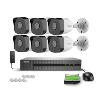 Sada pro monitorování 6x IPCAM-B2 Full HD, PoE, IR 30m, H.265+, IP67 Hilook Hikvision