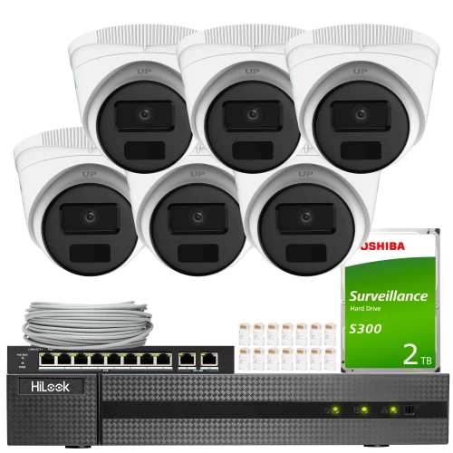 Sada pro monitorování 6x IPCAM-T4-P Full HD, PoE, IR 20m, H.265+ HiLook Hikvision