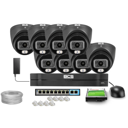 Sada pro monitoring 8x BCS-L-EIP14FCL3-Ai1-G, 4Mpx, IR 30m, NightColor, WDR 120dB