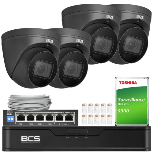 Sada pro monitoring BCS Point 4x BCS-P-EIP54VSR4-Ai2-G 4Mpx, SkyLight, IR 40m, mikrofon