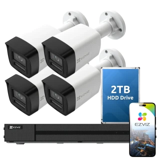 Sada pro monitorování EZVIZ 4x kamera PoE 8Mpx, rekordér, disk 2TB