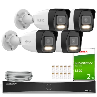 Sada pro dohled HiLook Hikvision 4x IPCAM-B8-30DL 4K Smart Hybrid-Light 30m, Detekce, H.265+