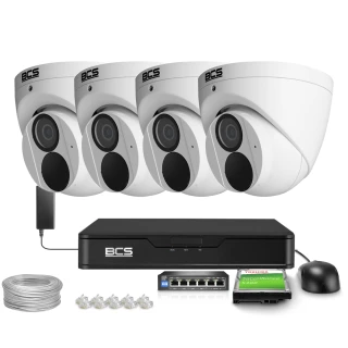 Zestaw do monitoringu IP 4x BCS-P-EIP25FSR3-Ai2, 5Mpx, 2.8mm, WDR120dB, SkyLight IR 30m