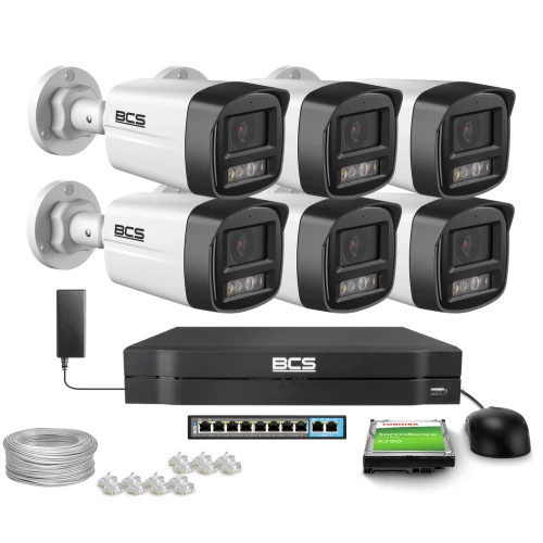 Zestaw do monitoringu IP 6x BCS-L-TIP14FSR3L3, 4Mpx, SkyLight, WDR 120dB