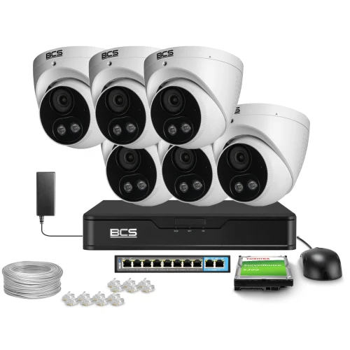 Sada pro IP monitoring 6x BCS-P-EIP28FSR3L2-AI2 8Mpx, WDR 120dB, Detekce lidí a vozidel, IR30m