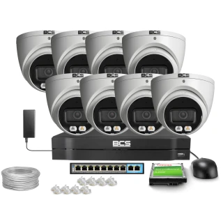 Sada pro IP monitoring 8x BCS-L-EIP18FCR3L3-AI1 8Mpx, NightColor, WDR 120dB, IR 30m