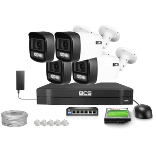 Sada pro IP dohled BCS Line 4x BCS-L-TIP14FCL5-Ai1, 4Mpx, NightColor 2.0, WhiteLight