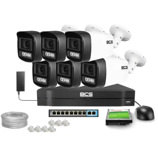 Sada pro IP monitoring BCS Line 6x BCS-L-TIP14FCL5-Ai1, 4Mpx, NightColor 2.0, WhiteLight