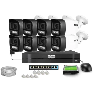 Sada pro IP monitoring BCS Line 8x BCS-L-TIP14FCL5-Ai1, 4Mpx, NightColor 2.0, WhiteLight
