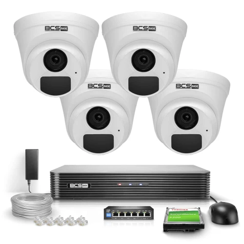 Sada pro monitorování 4x Kamera BCS-B-EIP12FR3(2.0) Full HD IR 30m Audio PoE Disk 1TB