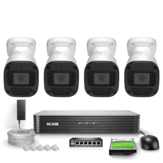 Sada pro monitorování 4 kamery 5MPx BCS-B-TIP15FR3(2.0) 5MPx IR 30m PoE 1TB Audio