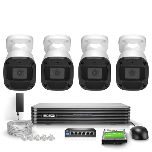 Sada pro monitorování domácí firmy 4x BCS-B-TIP12FR3(2.0) Full HD IR 30m Mikrofon PoE Disk 1TB