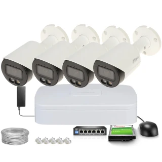 Zestaw do monitoringu IP Dahua 4x IPC-HFW2449S-S-IL-0280B, 4Mpx, 2.8mm, Smart DualLight