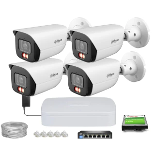 Zestaw do monitoringu IP Dahua 4x IPC-HFW3849E-AS-IL-0280B 6Mpx, Smart Dual Light 30m Full-Color + AcuPick 