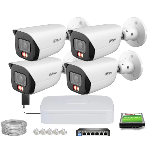 Zestaw do monitoringu IP Dahua 4x IPC-HFW3849E-AS-IL-0280B 6Mpx, Smart Dual Light 30m Full-Color + AcuPick 