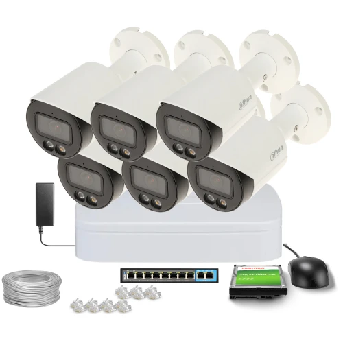 Zestaw do monitoringu IP Dahua 6x IPC-HFW2449S-S-IL-0280B, 4Mpx, 2.8mm, Smart DualLight