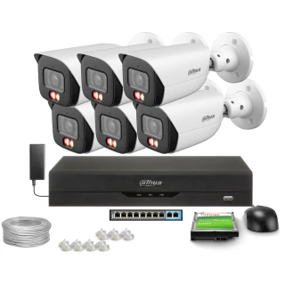 Zestaw do monitoringu IP Dahua 6x IPC-HFW3649E-AS-IL-0280B 6Mpx, Smart Dual Light 30m Full-Color + AcuPick 