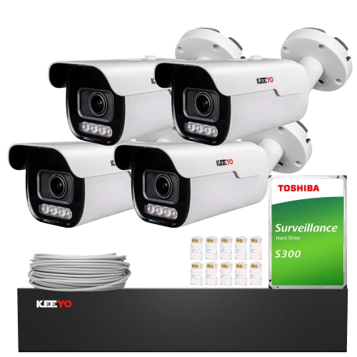 Sada pro monitorování KEEYO 4x LV-V-IP8M5AF-DL 8Mpx, motozoom