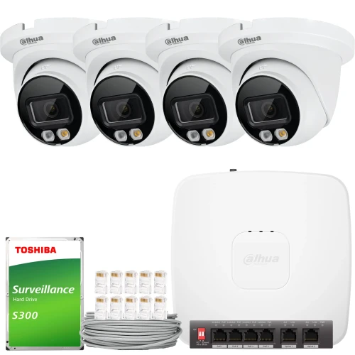 Sada IP Dahua 4x IPC-HDW2649TM-S-IL-0280B, AI, Smart Dual Light, Color Full
