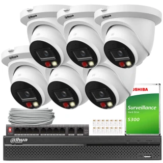 Sada IP Dahua 6x IPC-HDW2649TM-S-IL-0280B, AI, Smart Dual Light, Color Full