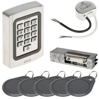 Sada pro kontrolu přístupu ATLO-KRMD-512, zdroj, elektrický zámek, přístupové karty