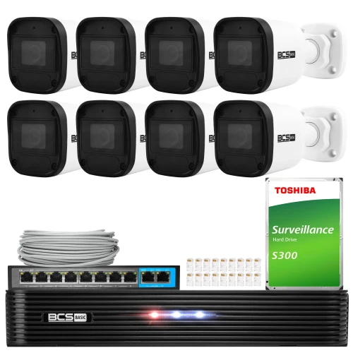 Sada monitoringu 8x BCS-B-TIP15FR3(2.0), BCS-B-NVR1001(2.0) 5Mpx IR 30m PoE 1TB Audio