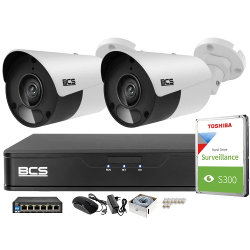 Sada pro monitorování 2 kamery 5MPx BCS-P-TIP15FSR5 IR 30m, Rekordér, disk, switch PoE