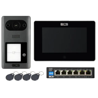 IP video dveřní vstupní systém BCS-PAN1401G-S 7" monitor BCS-MON7300B-S + 4 klíčenky 